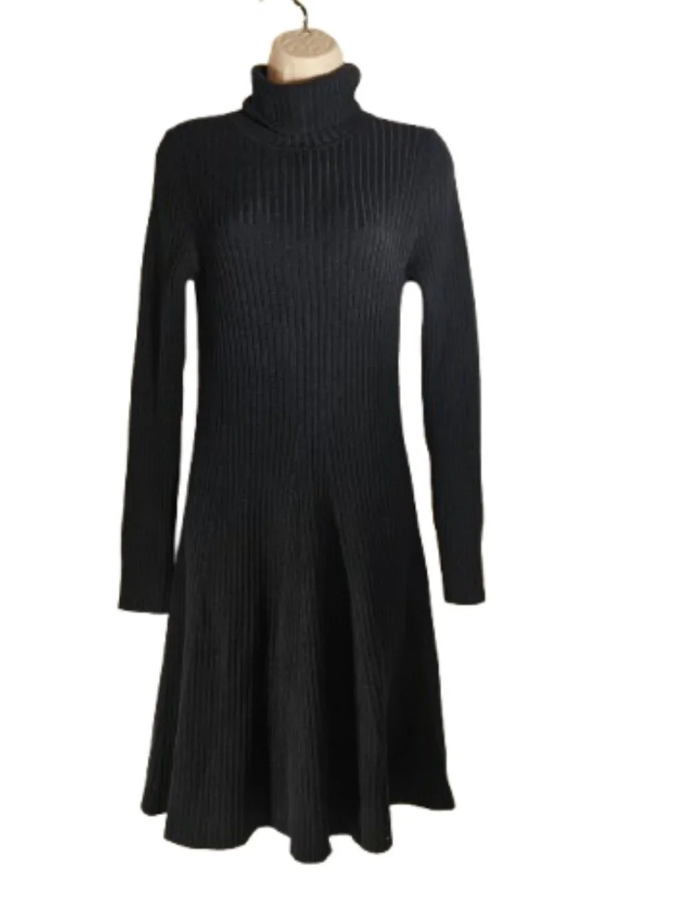 Banana Republic Ribbed Black Sweater Dress Women's Size Medium Long Sleeve Midi